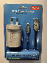 DUAL PORTS USB POWER ADAPTER  WITH FAST LIGHTNING CABLE